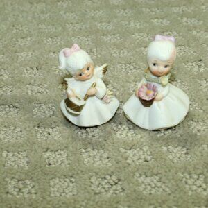 Lot Of 2 EUC Vtg Napcoware Miniature 2" Girl Figurines Flower Drum Bone China